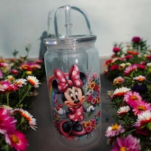 16 oz Minnie Mouse Floral Tumbler with Straw BPA Free Durable Plastic